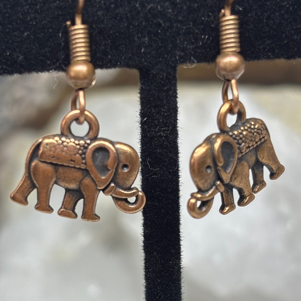 FREE! With purchase; bundle. Elephant Charm Dangle Earrings - Bronze